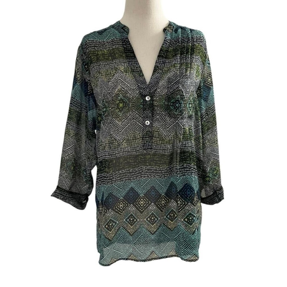 Eight Sixty Women Size Small 3/4 Sleeve Sheer Shirt Top Blouse Summer 16-266